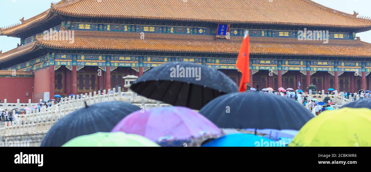 Summer rain at Forbidden city, Beijing, China Stock Photo