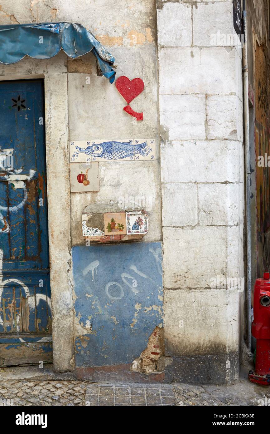 Doorway, partial view, Lisbon, Portugal Stock Photo
