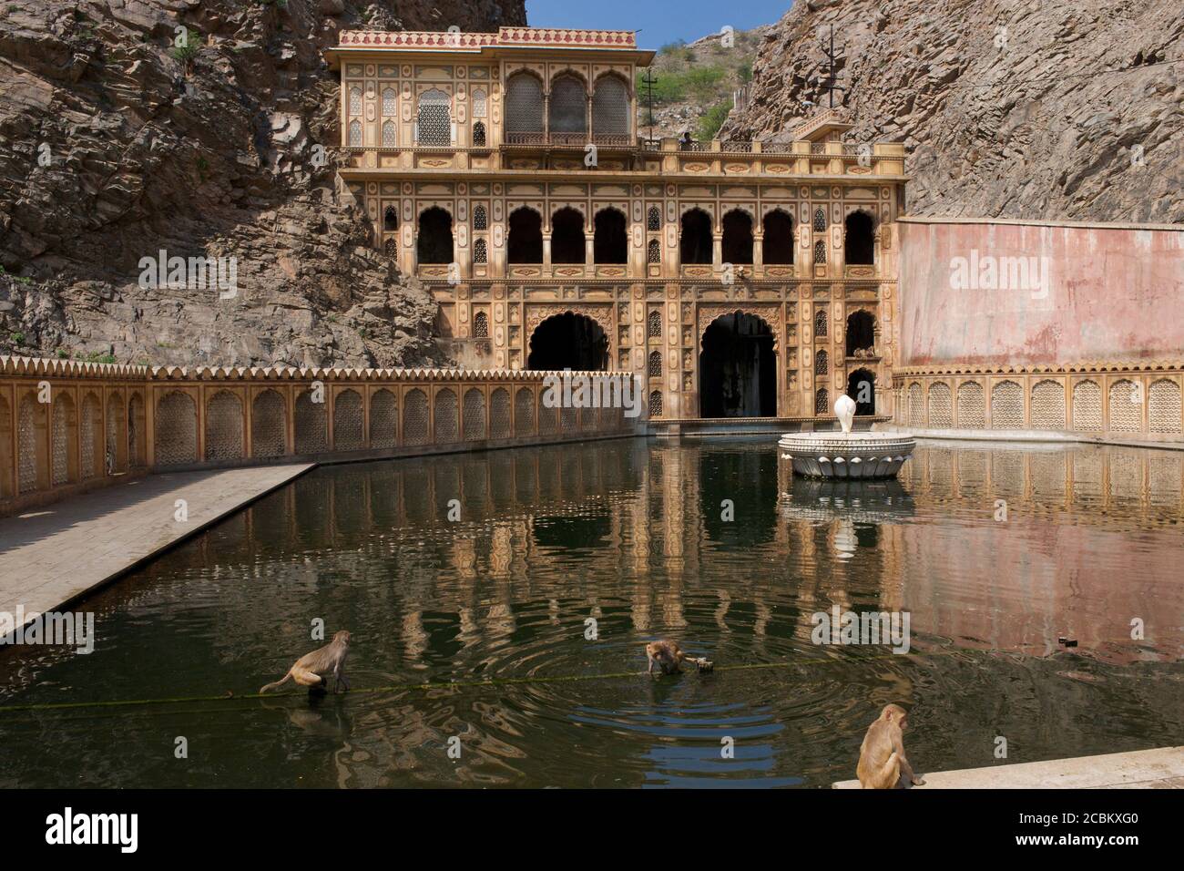 The Galta Temple (known as Monkey Temple) near Jaipur, Rajasthan, India Stock Photo