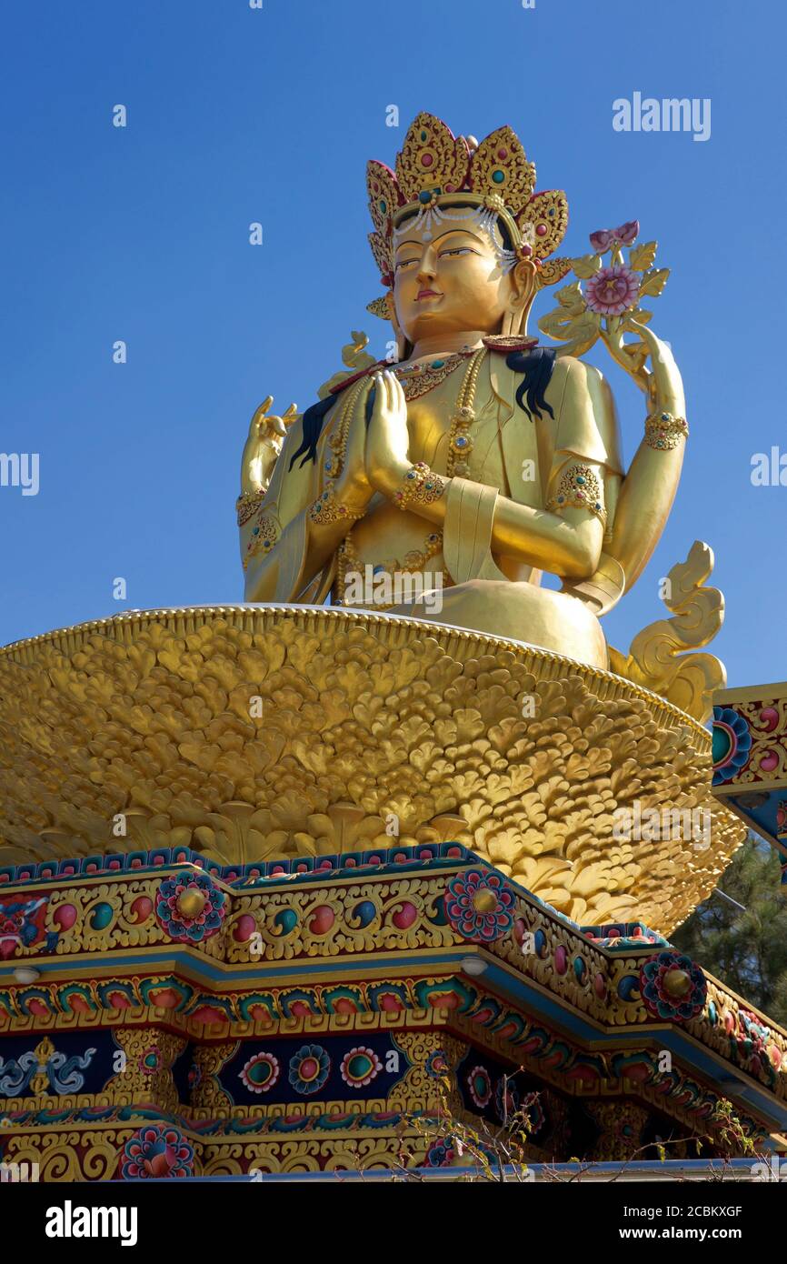 Giant statue of deity with many arms, Buddha Park, Kathmandu, Nepal Stock Photo