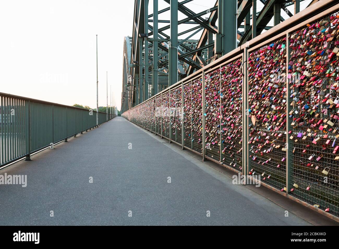 Abundant display of love locks attached to Hohenzollern Bridge fence, Cologne, Germany Stock Photo