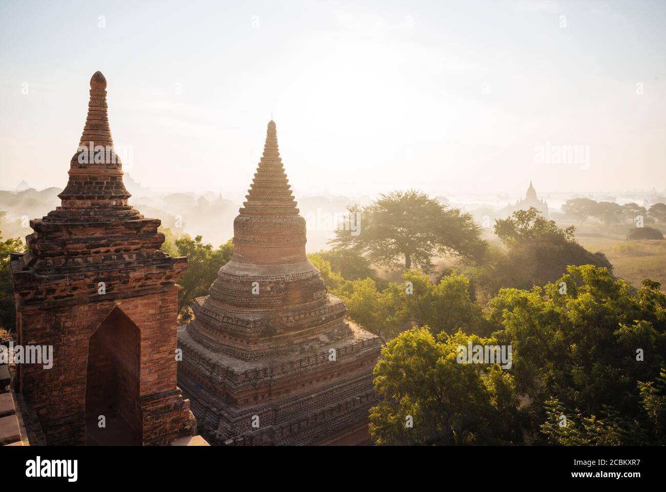 Stone pagodas, Bagan, Mandalay Region, Myanmar Stock Photo