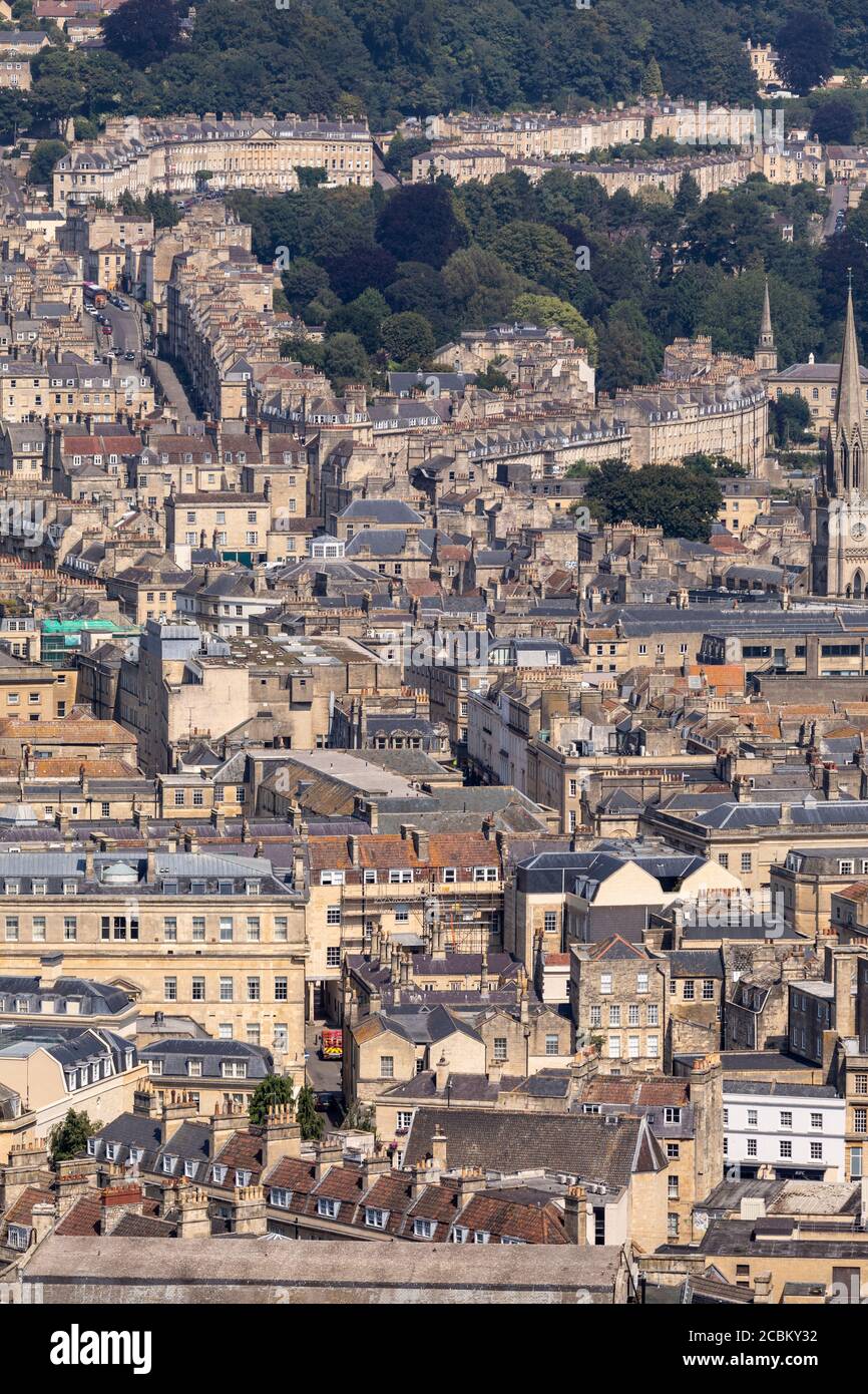 Panoramic view of the City of Bath skyline from Alexandra Park, City of Bath, Somerset, England, UK Stock Photo