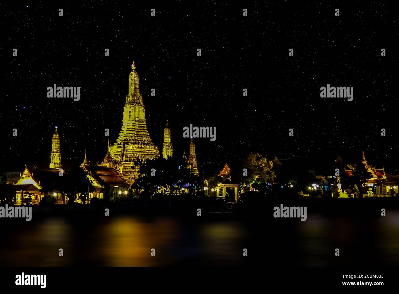 Temple of Thailand in a starry night Stock Photo - Alamy