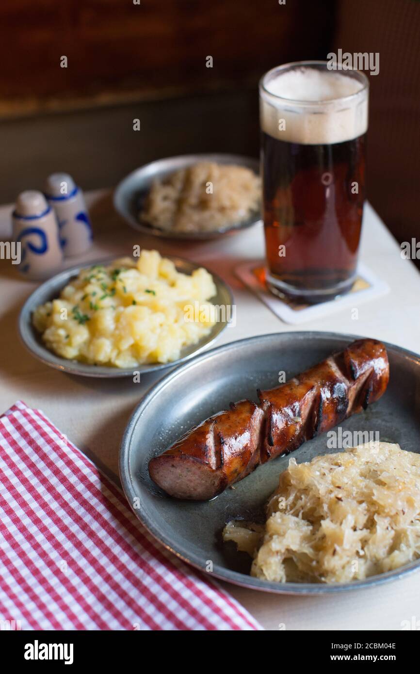 Traditional sausage and beer, Nuremberg, Germany Stock Photo Alamy
