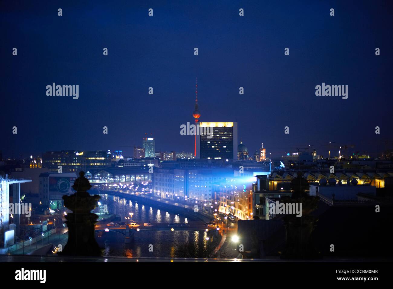 Berlin by night, TV Tower in distance, Germany Stock Photo