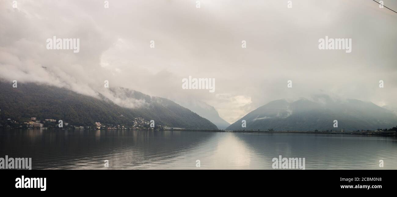 View from train, enroute from Milan to Zurich Stock Photo