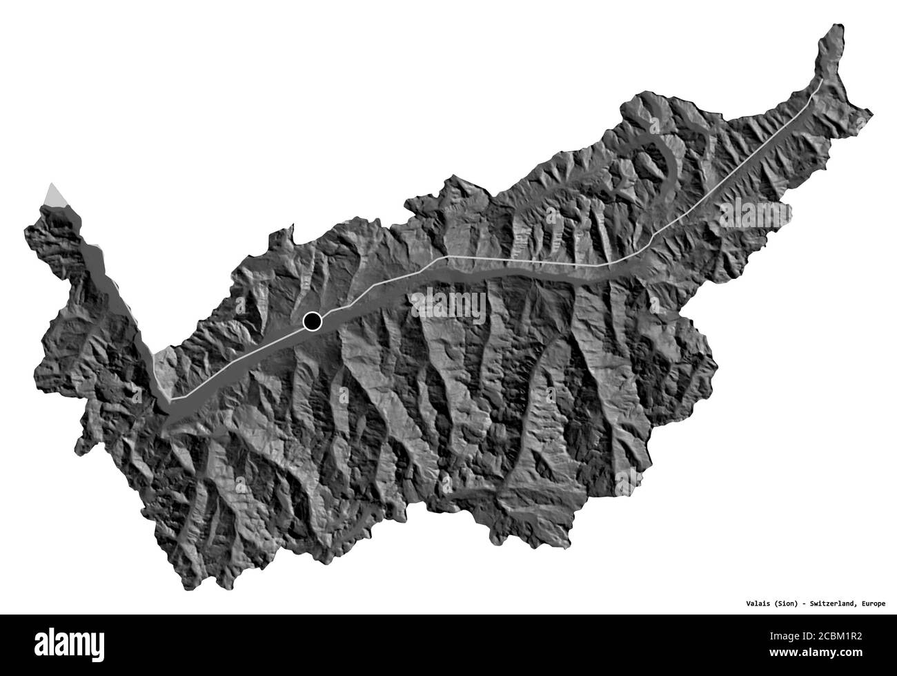 Shape Of Valais, Canton Of Switzerland, With Its Capital Isolated On ...