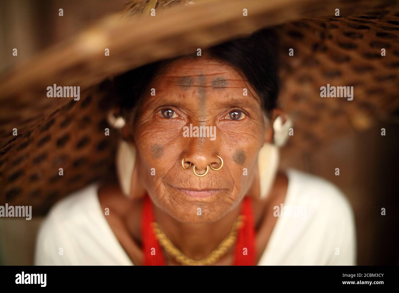 Sora tribal woman in a rural village near Gunupur in Odisha, India. Stock Photo