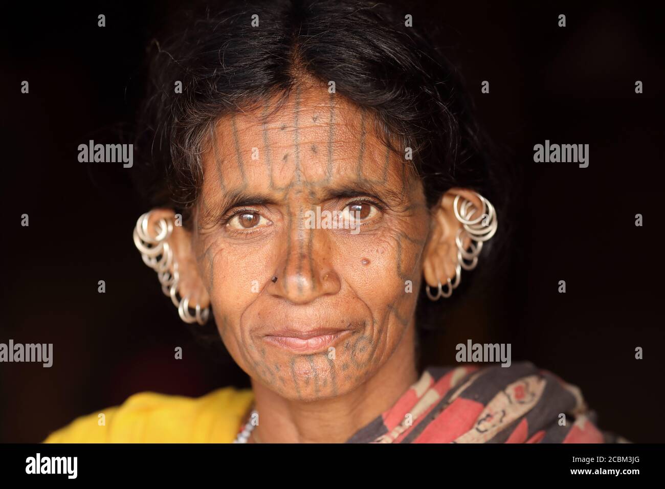 Desia Kondh tribal woman in a rural village near Gunupur in Odisha, India Stock Photo