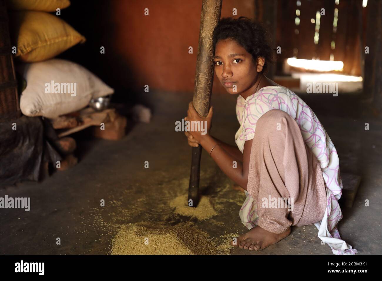 Desia Kondh tribal woman in a rural village near Gunupur in Odisha, India Stock Photo