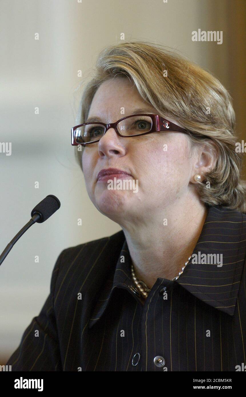 Austin, Texas USA, October 29, 2006: U.S. Secretary of Education, Margaret Spellings, moderating a discussion at the 11th annual Texas Book Festival. ©Bob Daemmrich Stock Photo