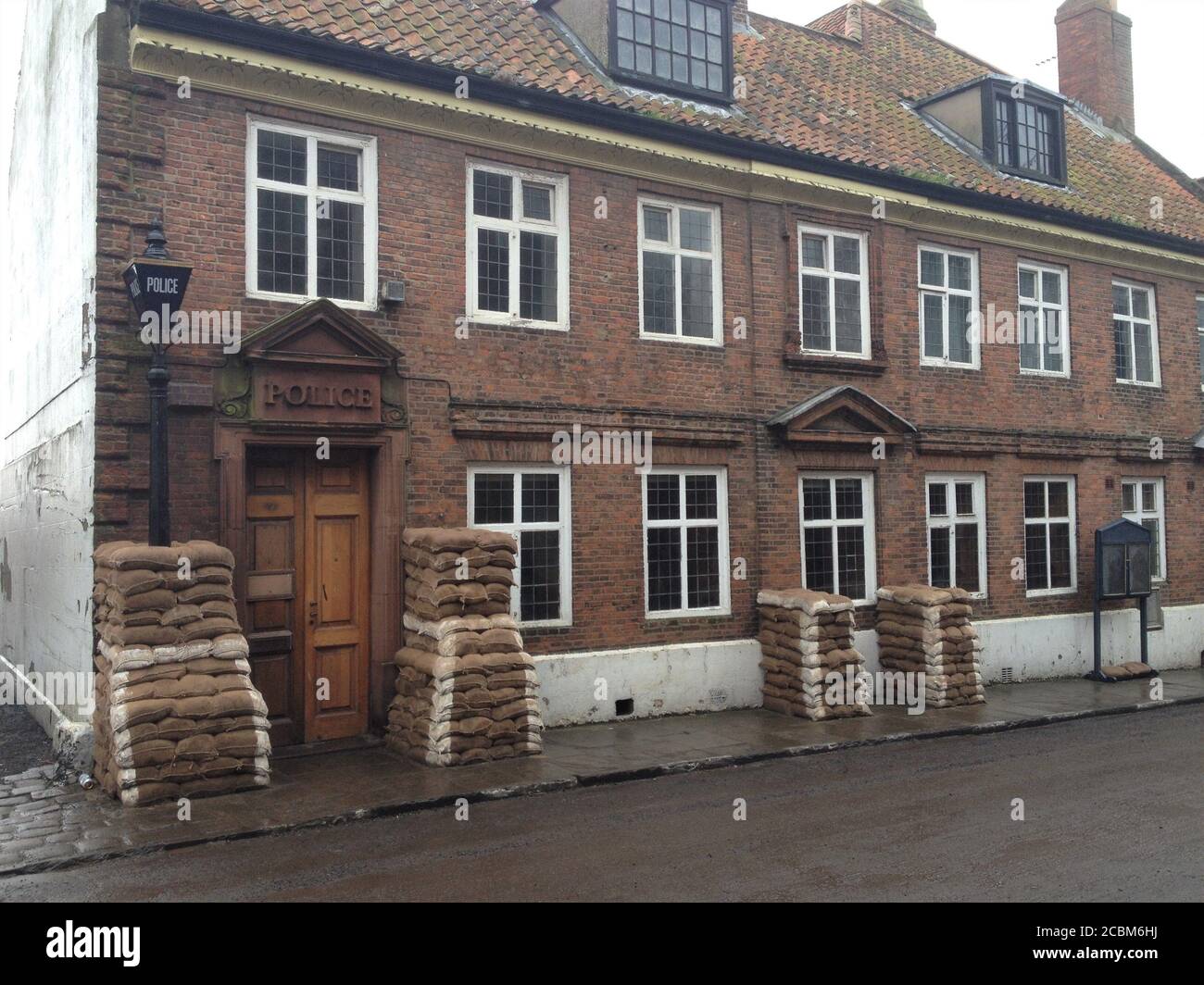 Bridlington, East Yorkshire, United Kingdom - November 22 2014: Building decked out for a World War Two scene in a Dad's Army film. Stock Photo