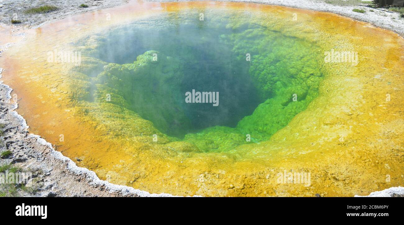 Late Spring in Yellowstone National Park: Looking Down Into Morning Glory Pool in Upper Geyser Basin Stock Photo