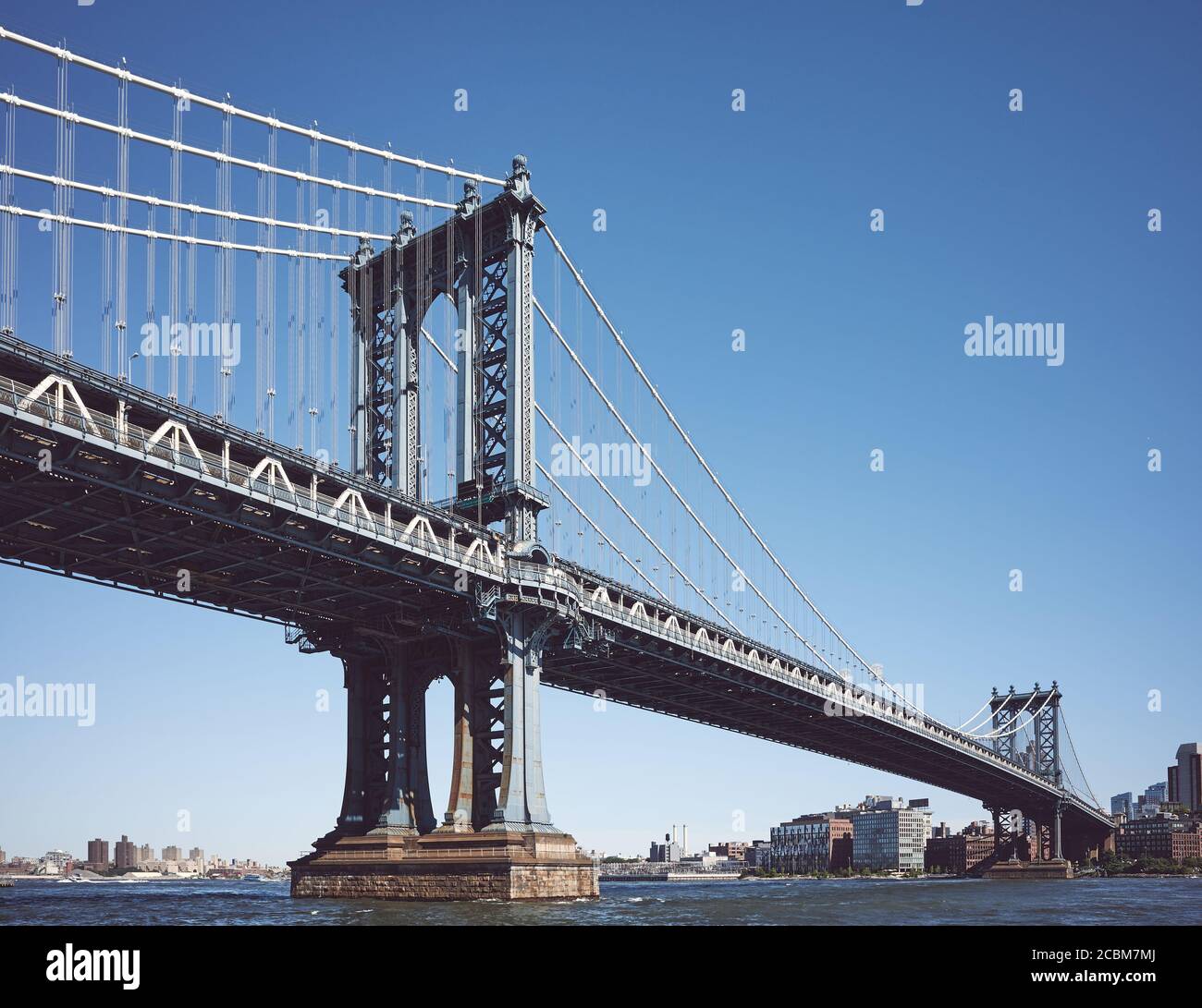 The Manhattan Bridge, color toned picture, New York City, USA Stock ...