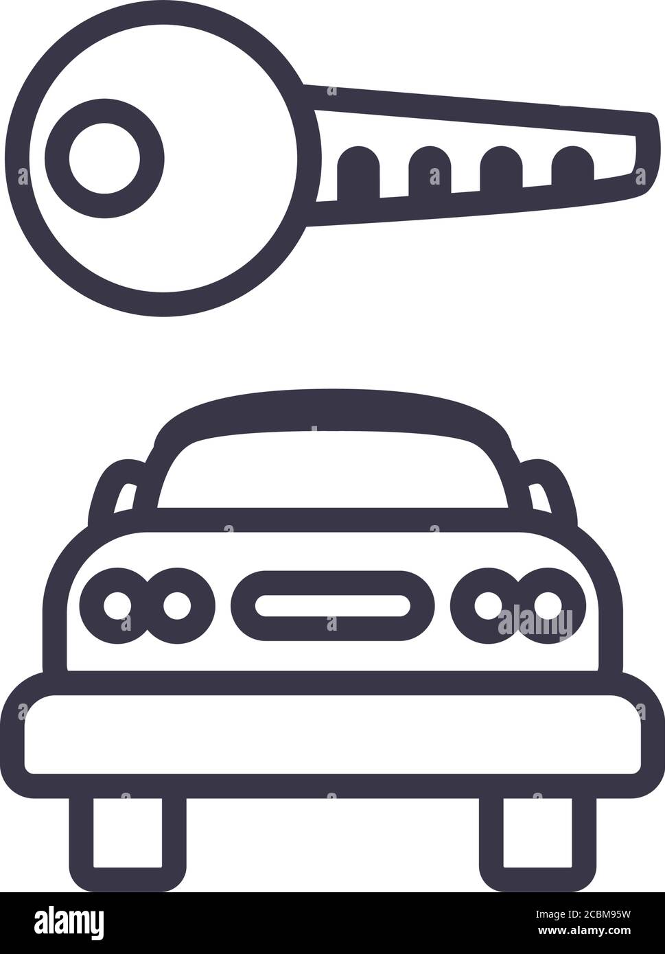 key over car front side line style icon design, Valet parking and