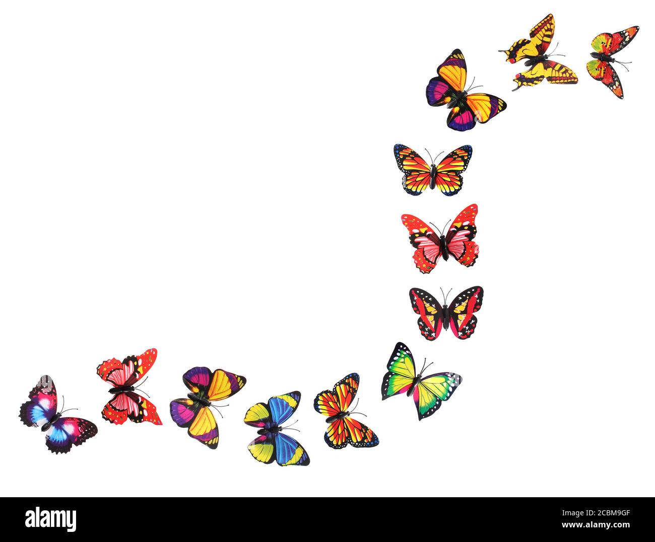 Paper Butterflies on White Background Stock Photo
