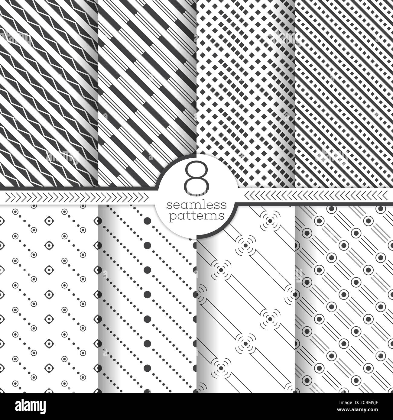 Set of vector seamless patterns. Modern stylish geometric diagonal ...
