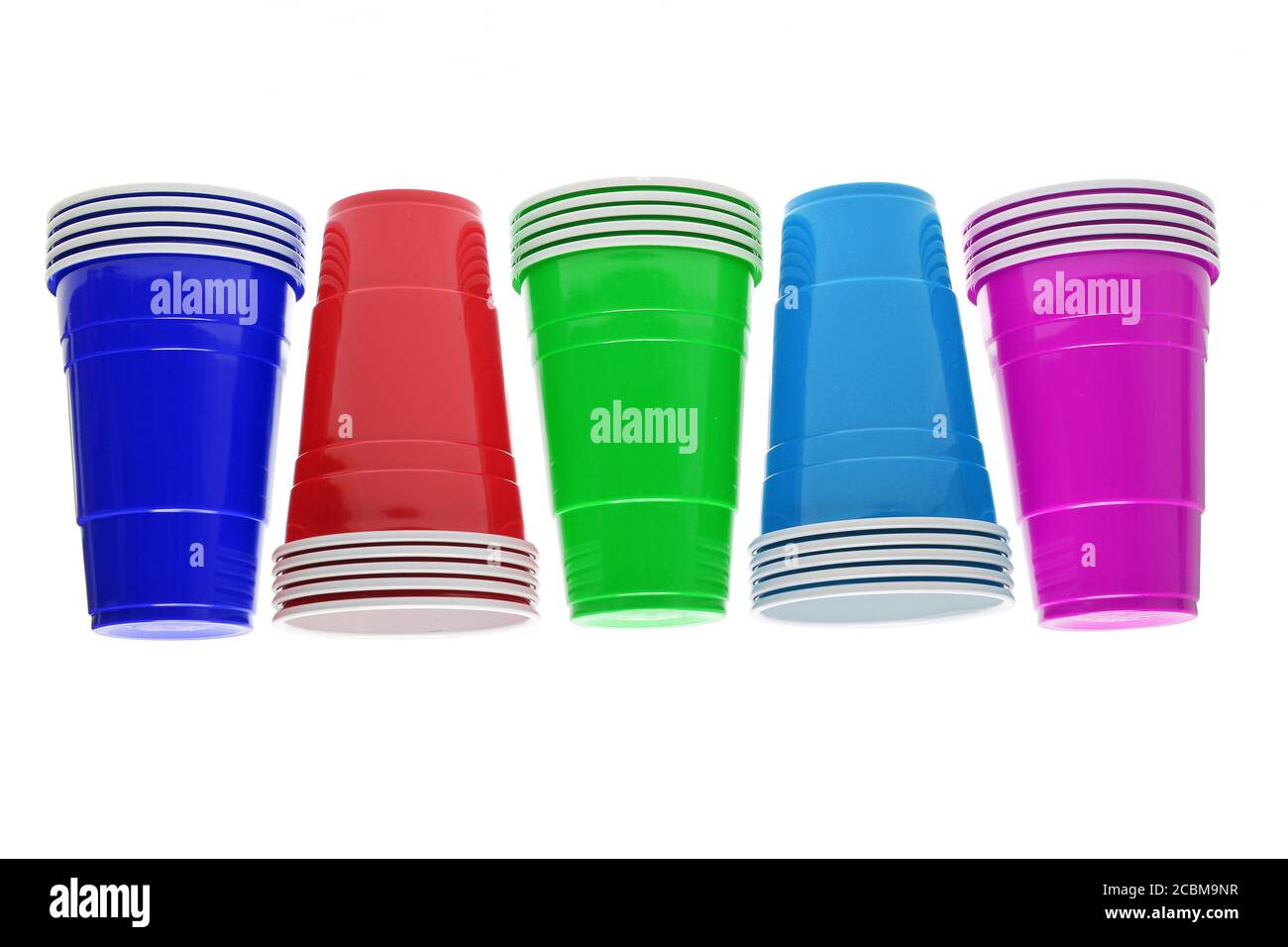 Plastic Cups on White Background Stock Photo