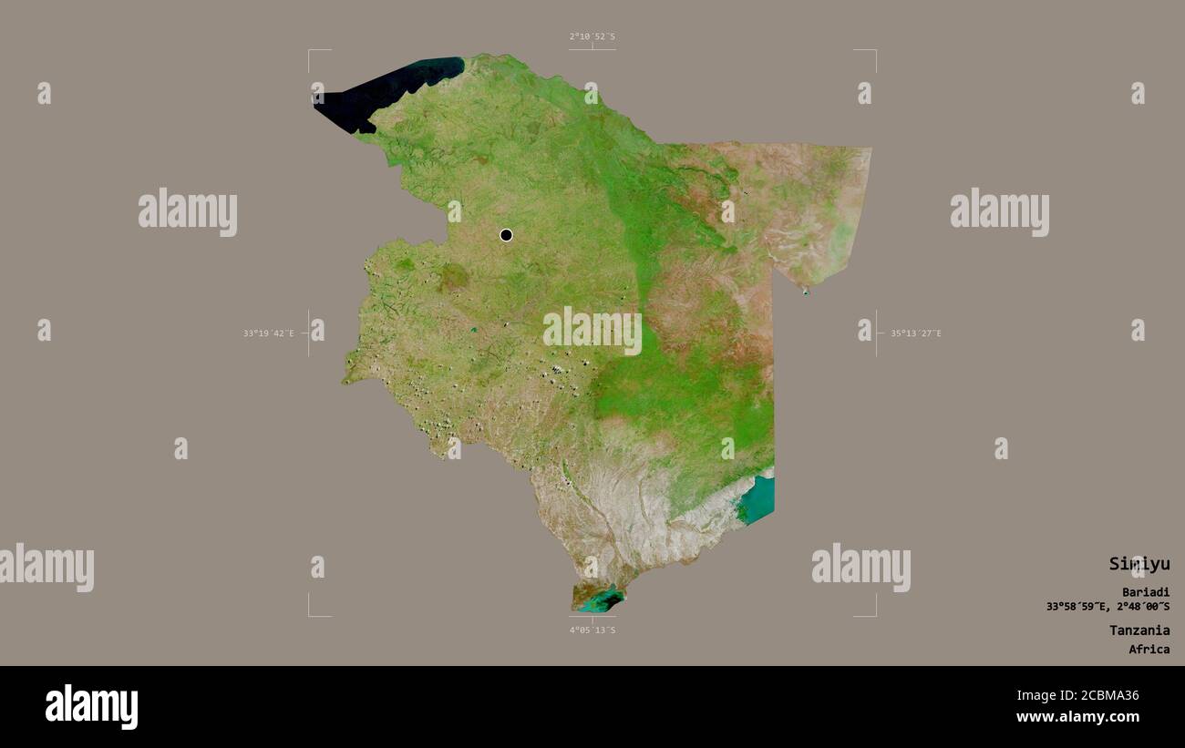 Simiyu Area of Simiyu, region of Tanzania, isolated on a solid background in a ...