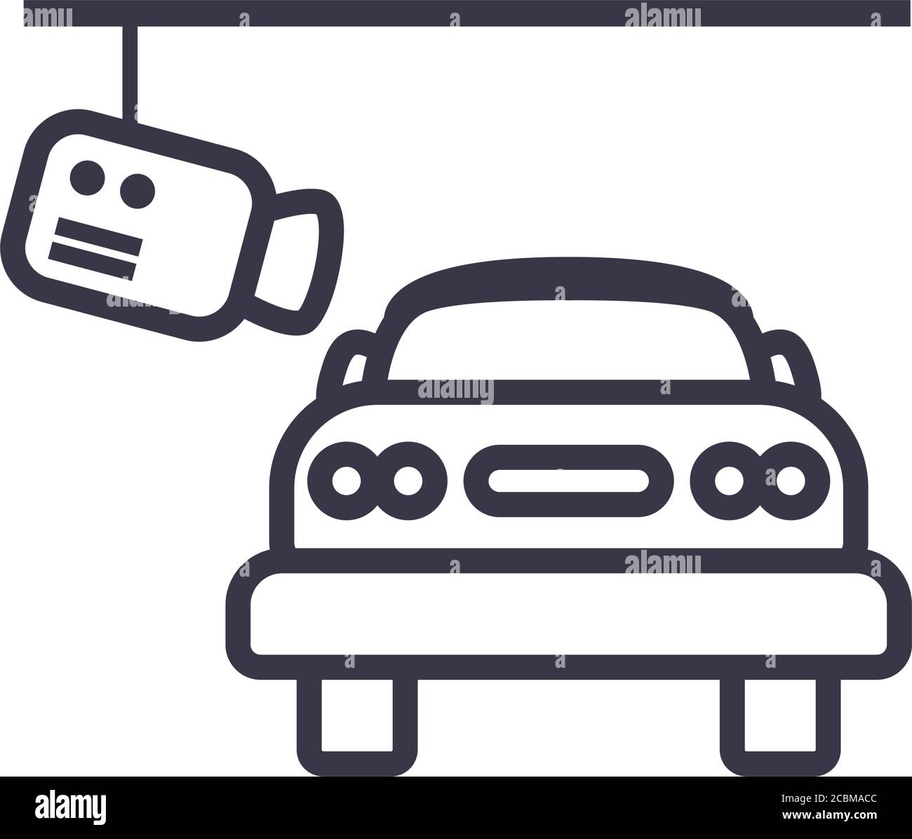 cctv videocamera watching car line style icon design, Parking and ...