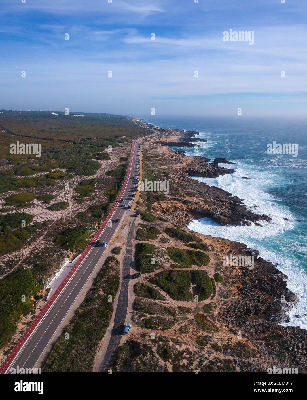 Aerial view of rocky coastline with a road Stock Photo - Alamy
