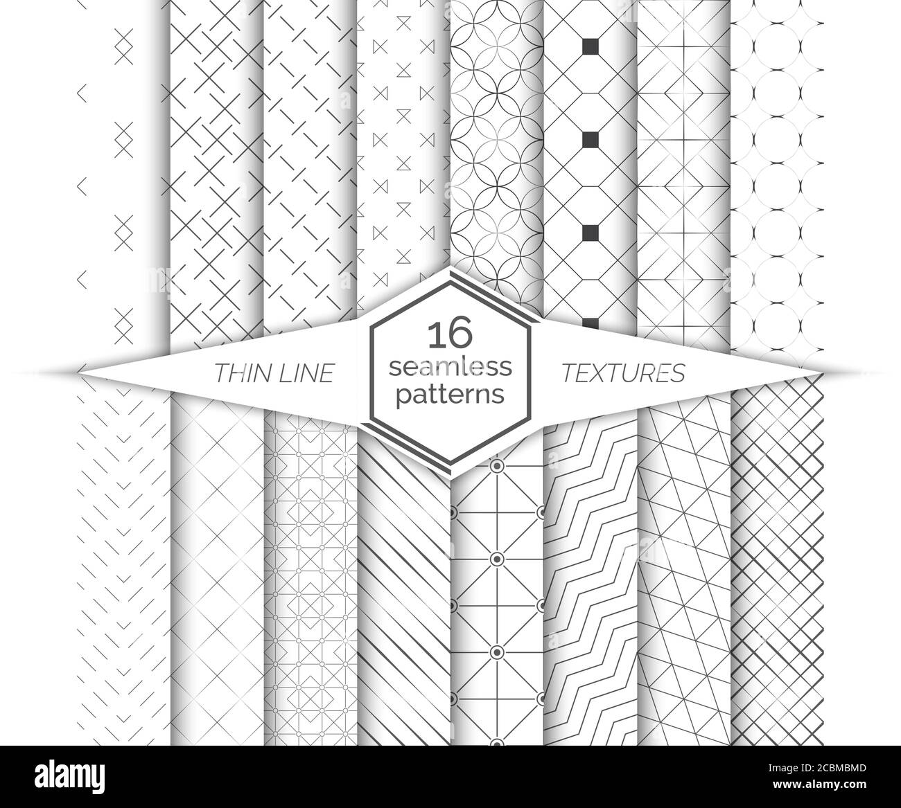 Big set of vector seamless patterns. Modern stylish geometric textures with thin lines. Regularly repeating geometrical backgrounds with linear shapes Stock Vector
