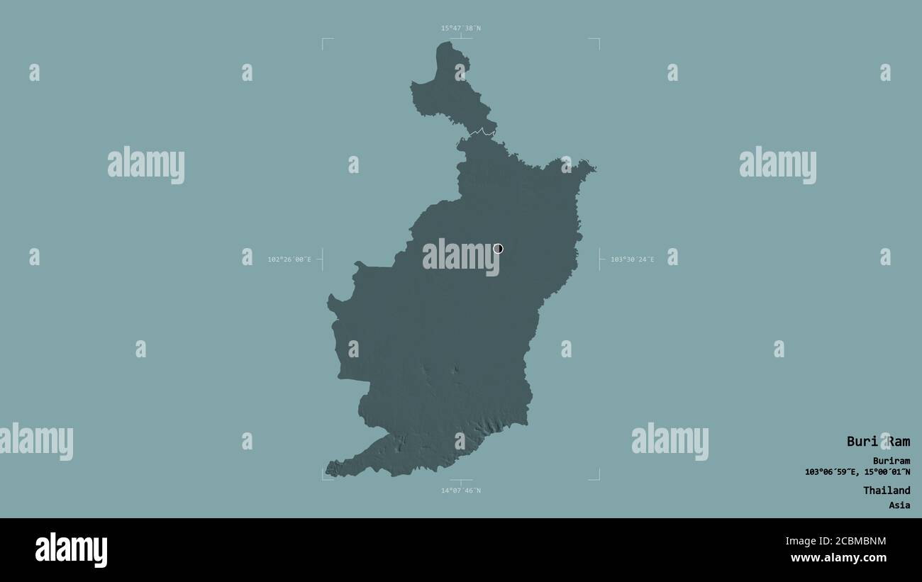 Area of Buri Ram, province of Thailand, isolated on a solid background ...