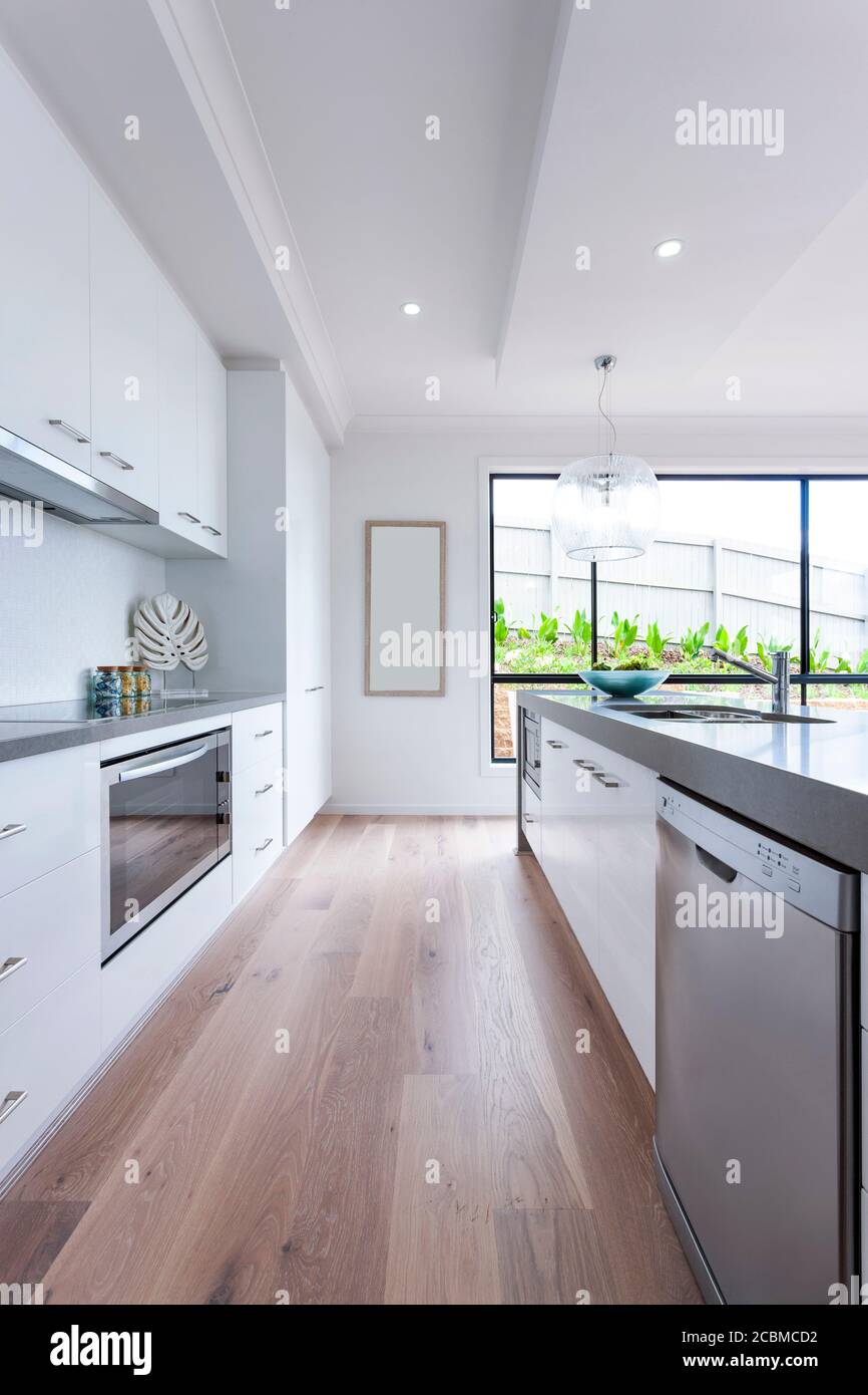 Interior shot of modern and luxury kitchen design Stock Photo - Alamy