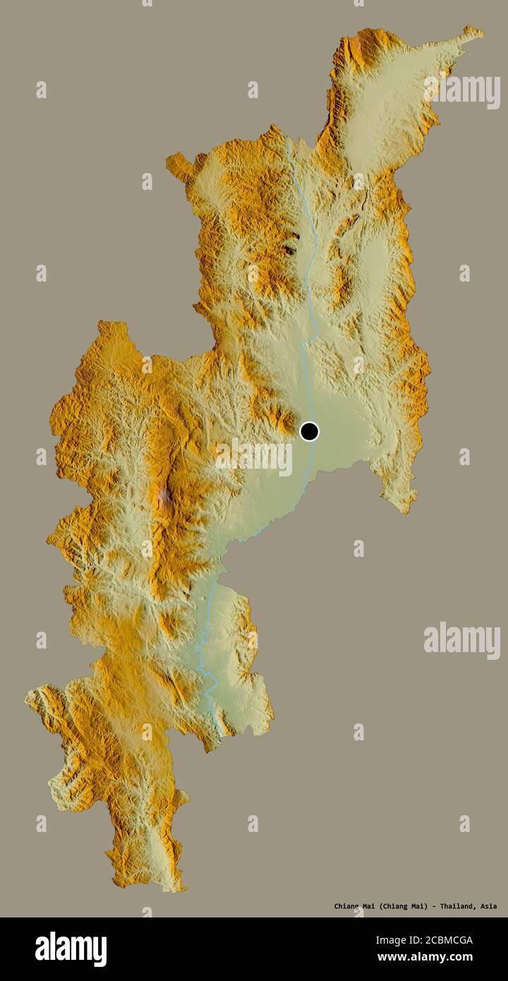 Shape of Chiang Mai, province of Thailand, with its capital isolated on ...
