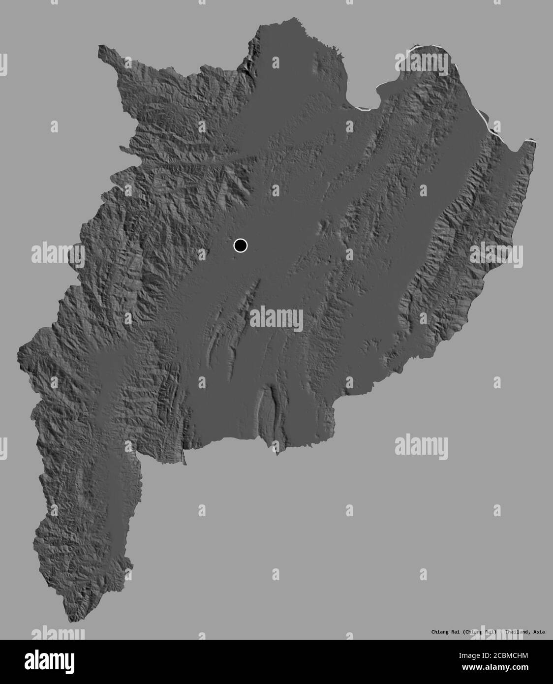 Shape of Chiang Rai, province of Thailand, with its capital isolated on ...