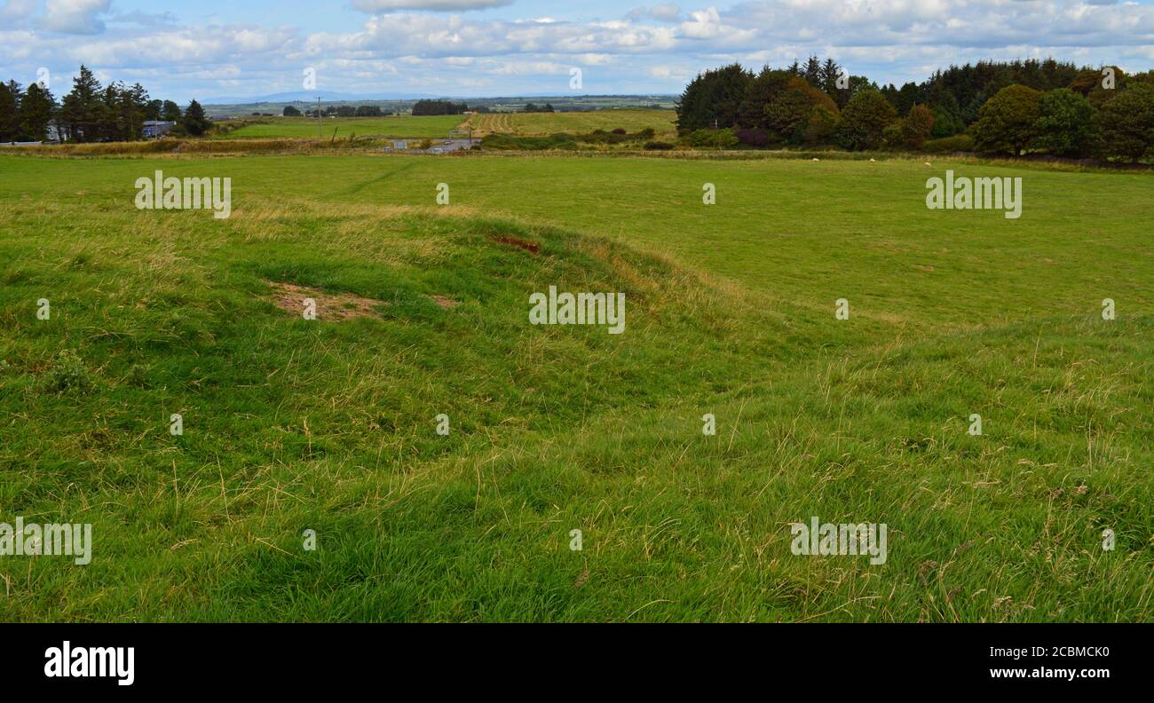 The Rathcroghan mound, showing the east ramp, likely used for ritual ceremonies leading to a struture built on top of the mound. Stock Photo