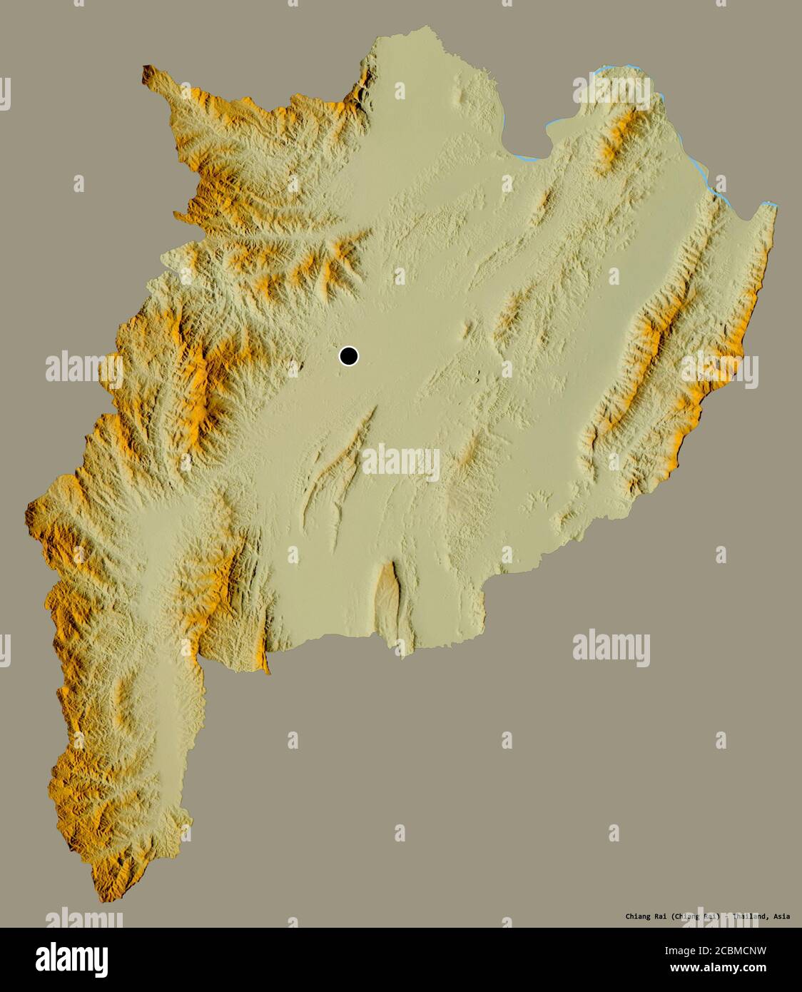 Shape of Chiang Rai, province of Thailand, with its capital isolated on ...
