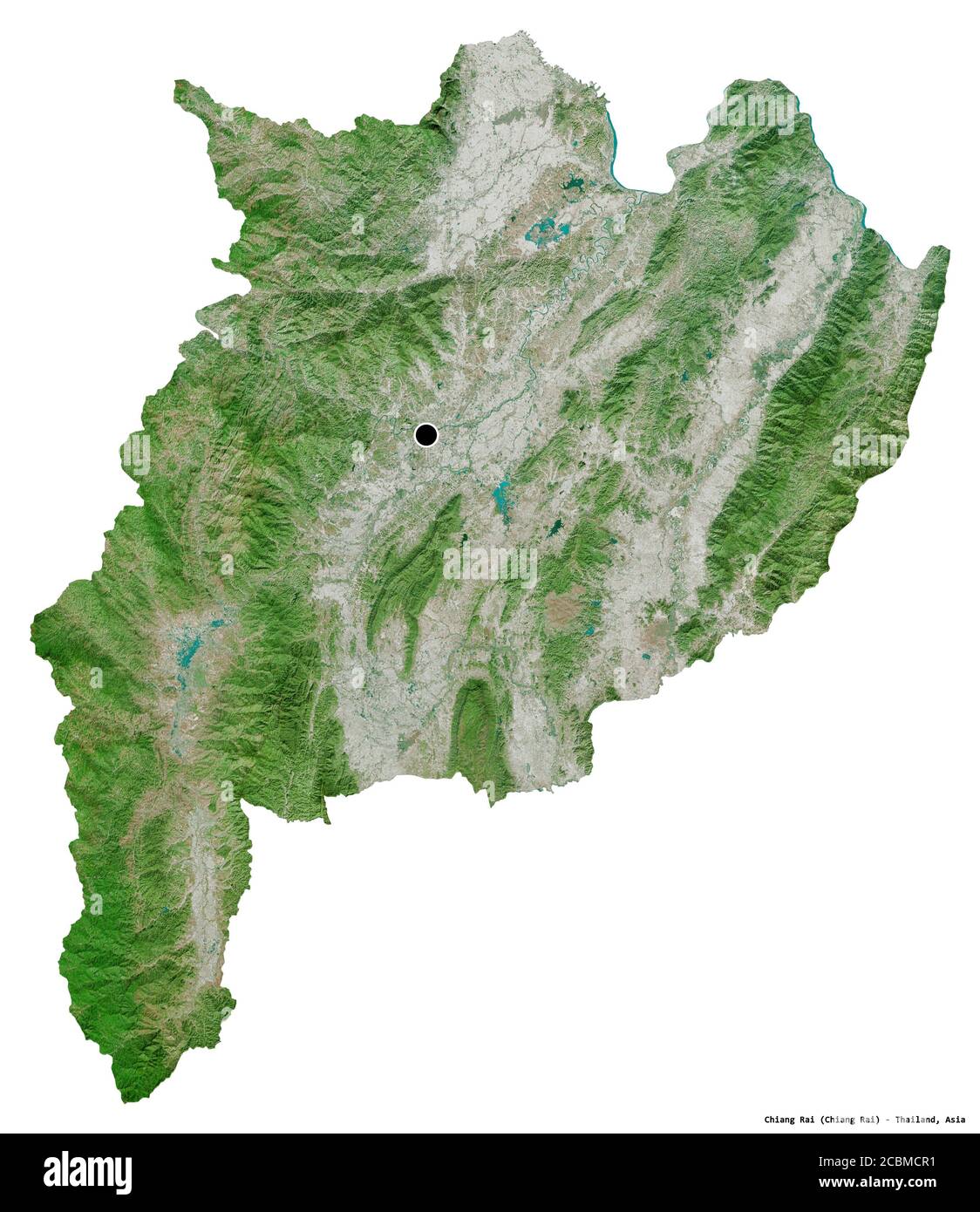 Shape of Chiang Rai, province of Thailand, with its capital isolated on ...