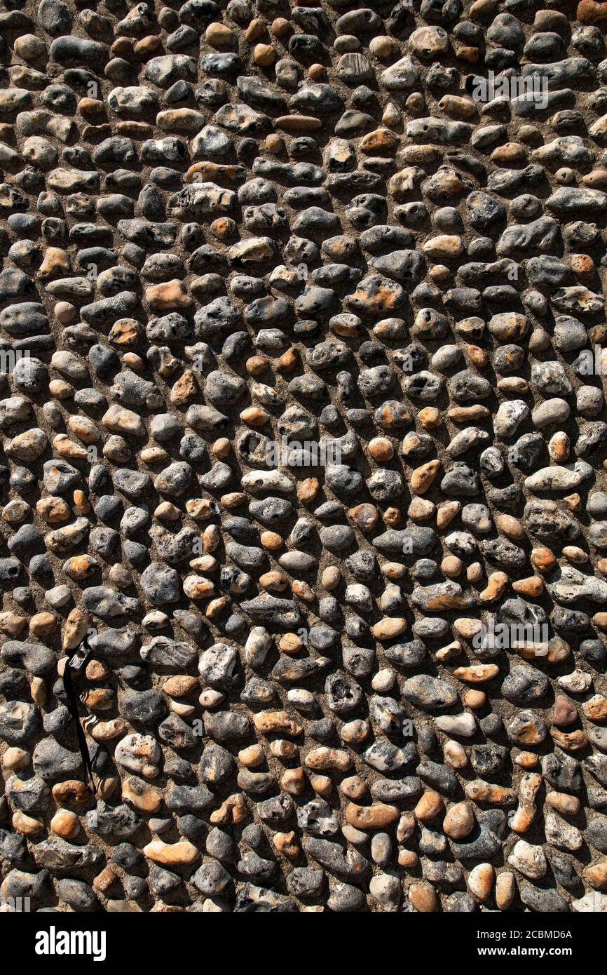 Close up of a flint cobbled wall in Worthing, West Sussex, UK Stock Photo
