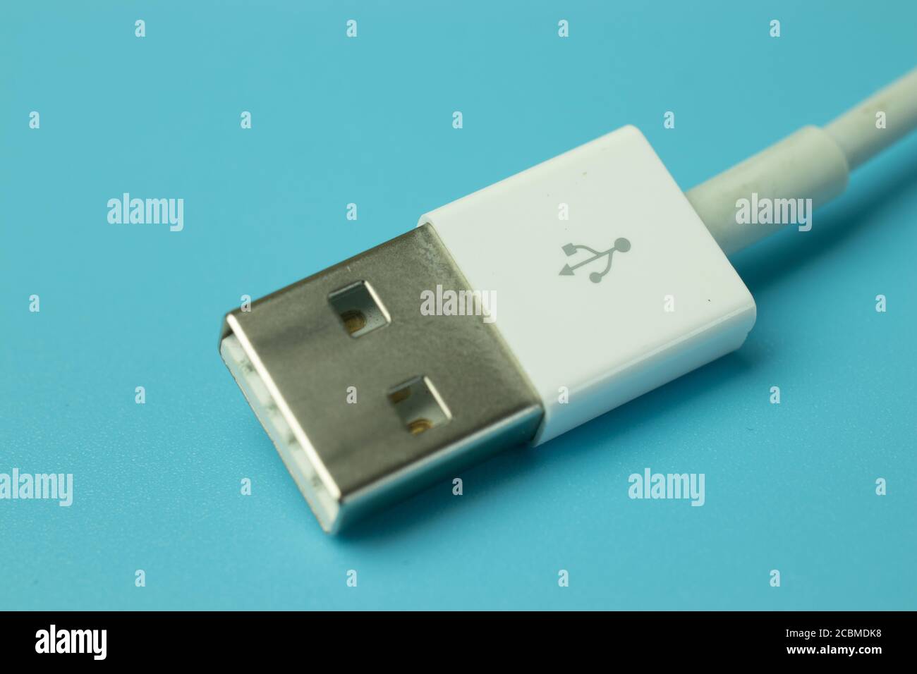USB cable with logo macro photo Stock Photo