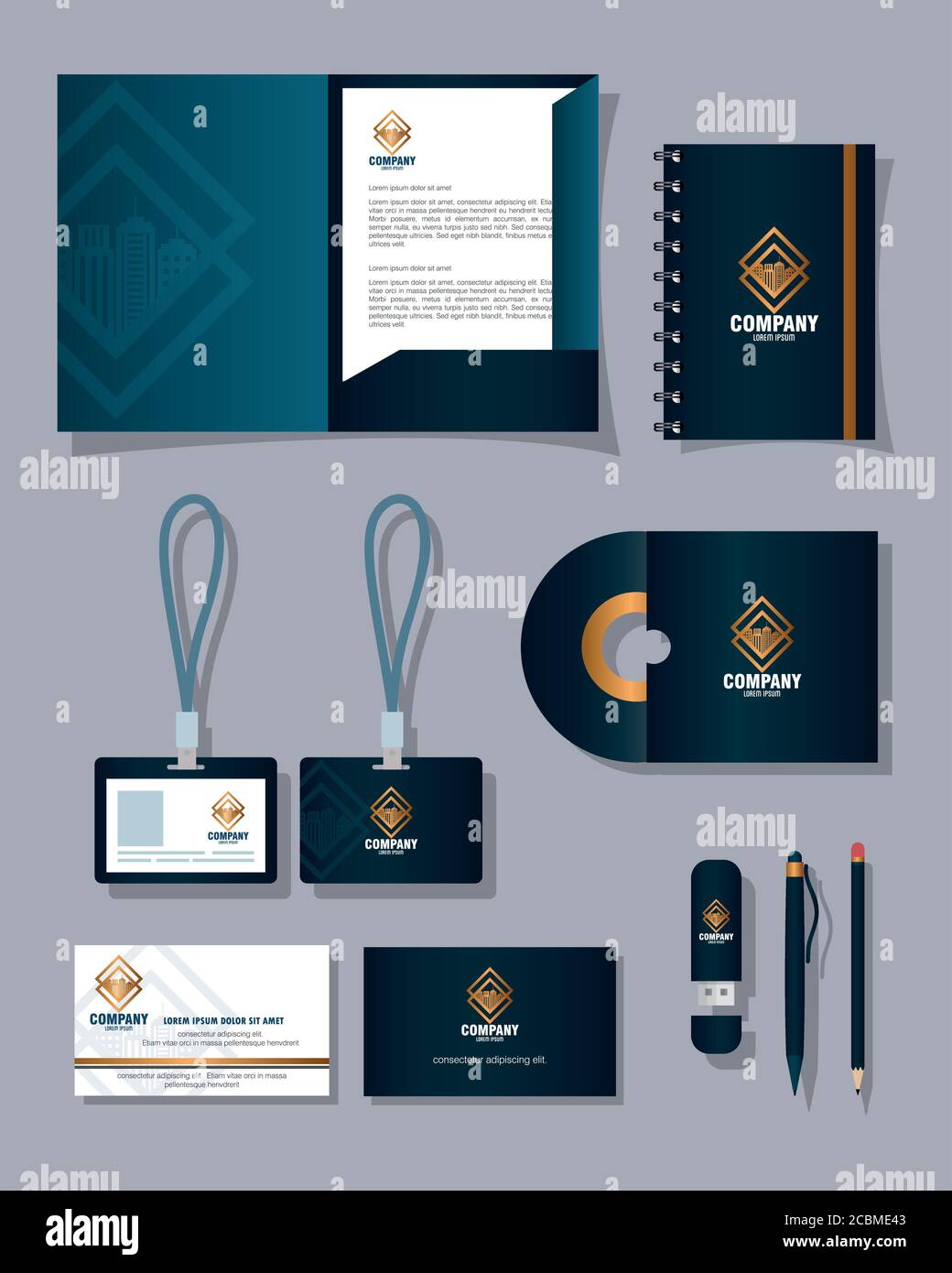 Download Brand Mockup Corporate Identity Mockup Stationery Supplies Black Color With Golden Sign Stock Vector Image Art Alamy