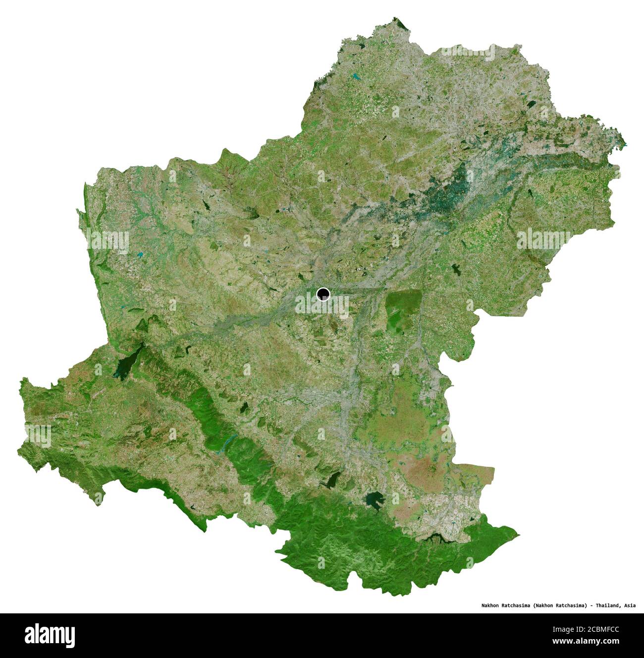 Shape Of Nakhon Ratchasima Province Of Thailand With Its Capital Isolated On White Background Satellite Imagery 3d Rendering Stock Photo Alamy