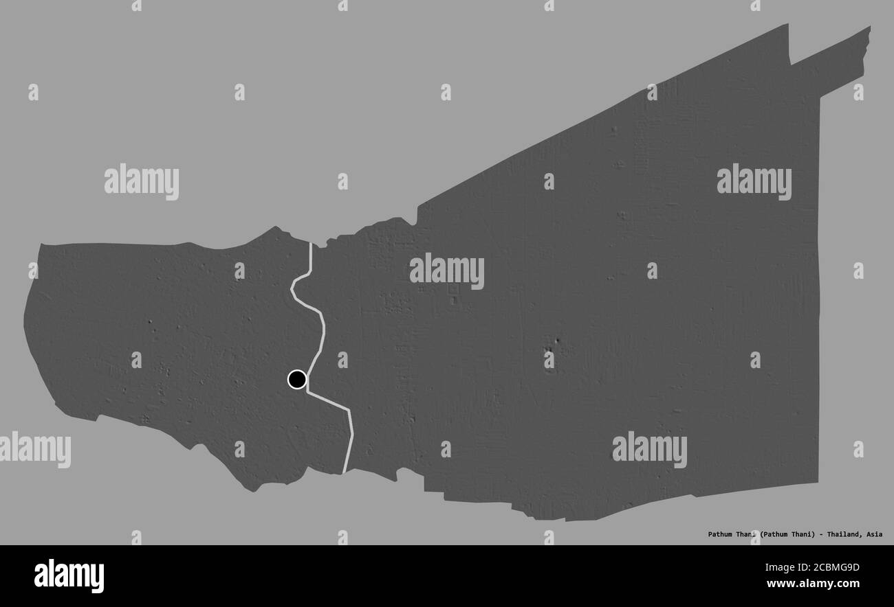 Shape Of Pathum Thani Province Of Thailand With Its Capital Isolated On A Solid Color Background Bilevel Elevation Map 3d Rendering Stock Photo Alamy