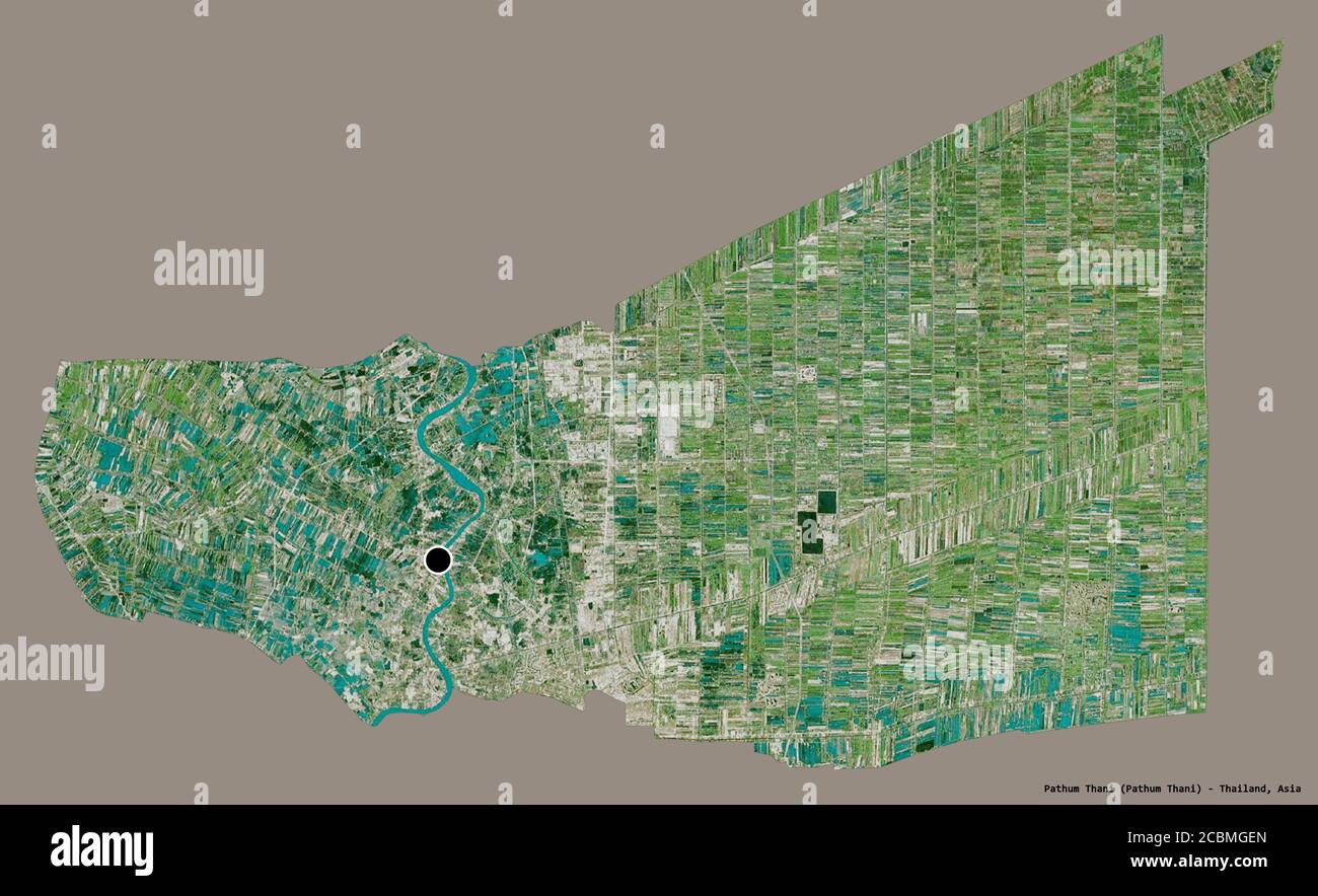 Shape Of Pathum Thani Province Of Thailand With Its Capital Isolated On A Solid Color Background Satellite Imagery 3d Rendering Stock Photo Alamy