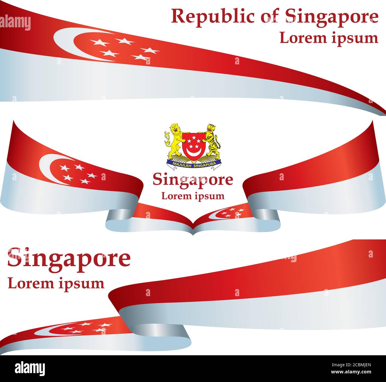 Flag of Singapore, Republic of Singapore. Template for award design, an