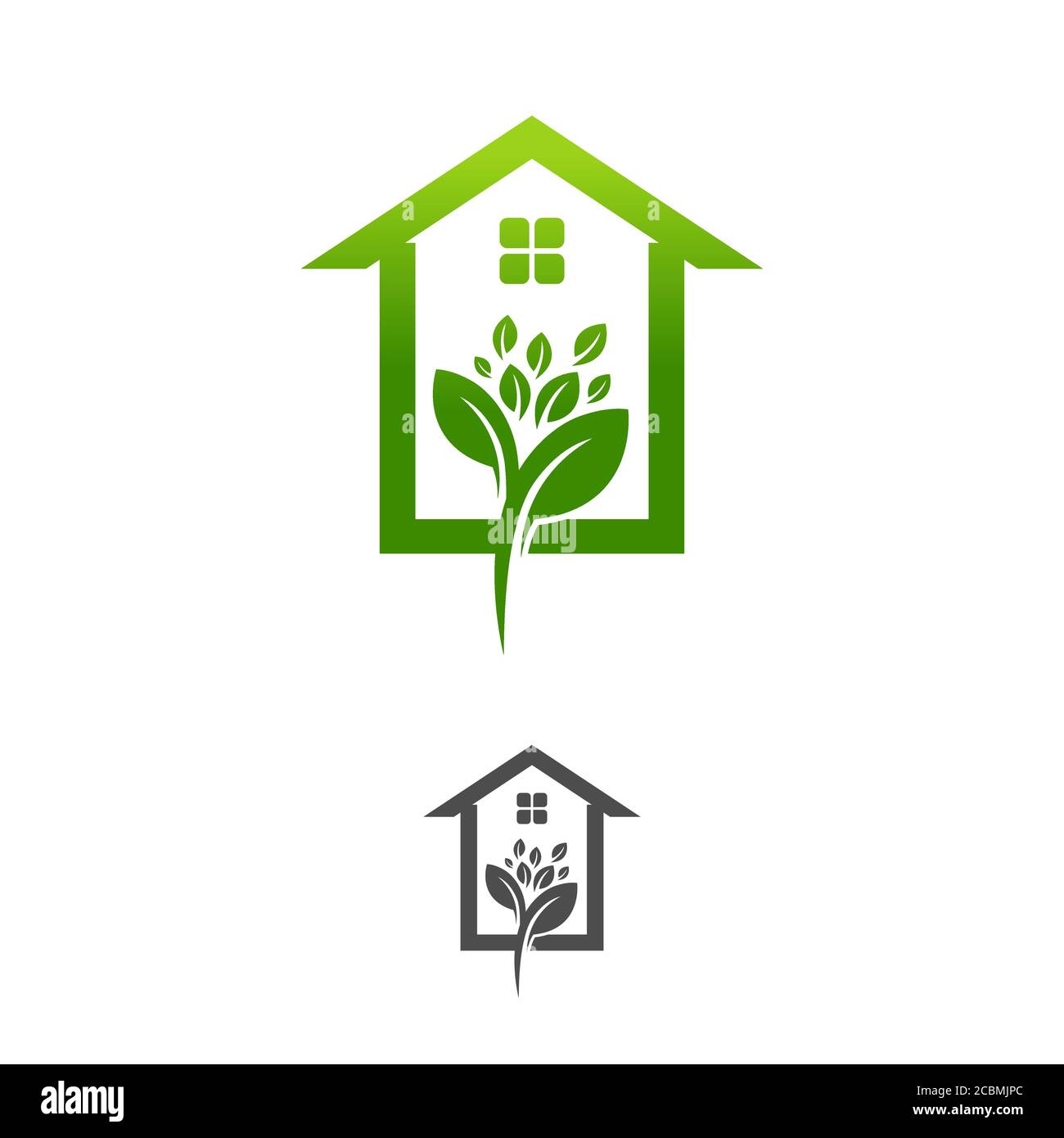 simple green house real estate logo and vector icon.EPS 10 Stock Vector