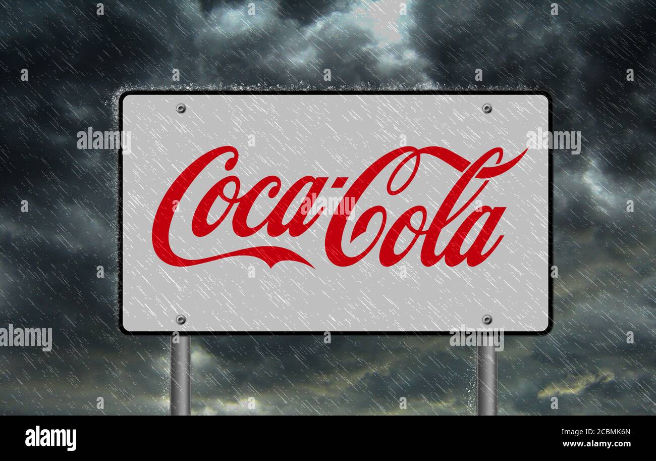 Coca Cola logo sign Stock Photo