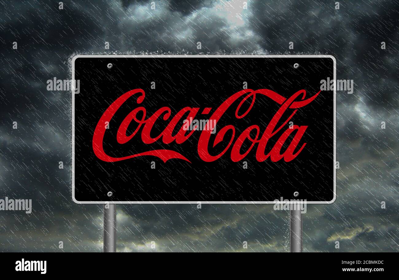 Coca Cola logo sign Stock Photo