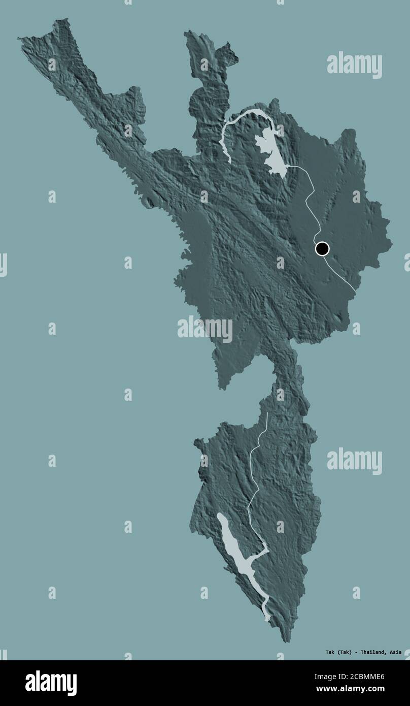 Shape of Tak, province of Thailand, with its capital isolated on a ...