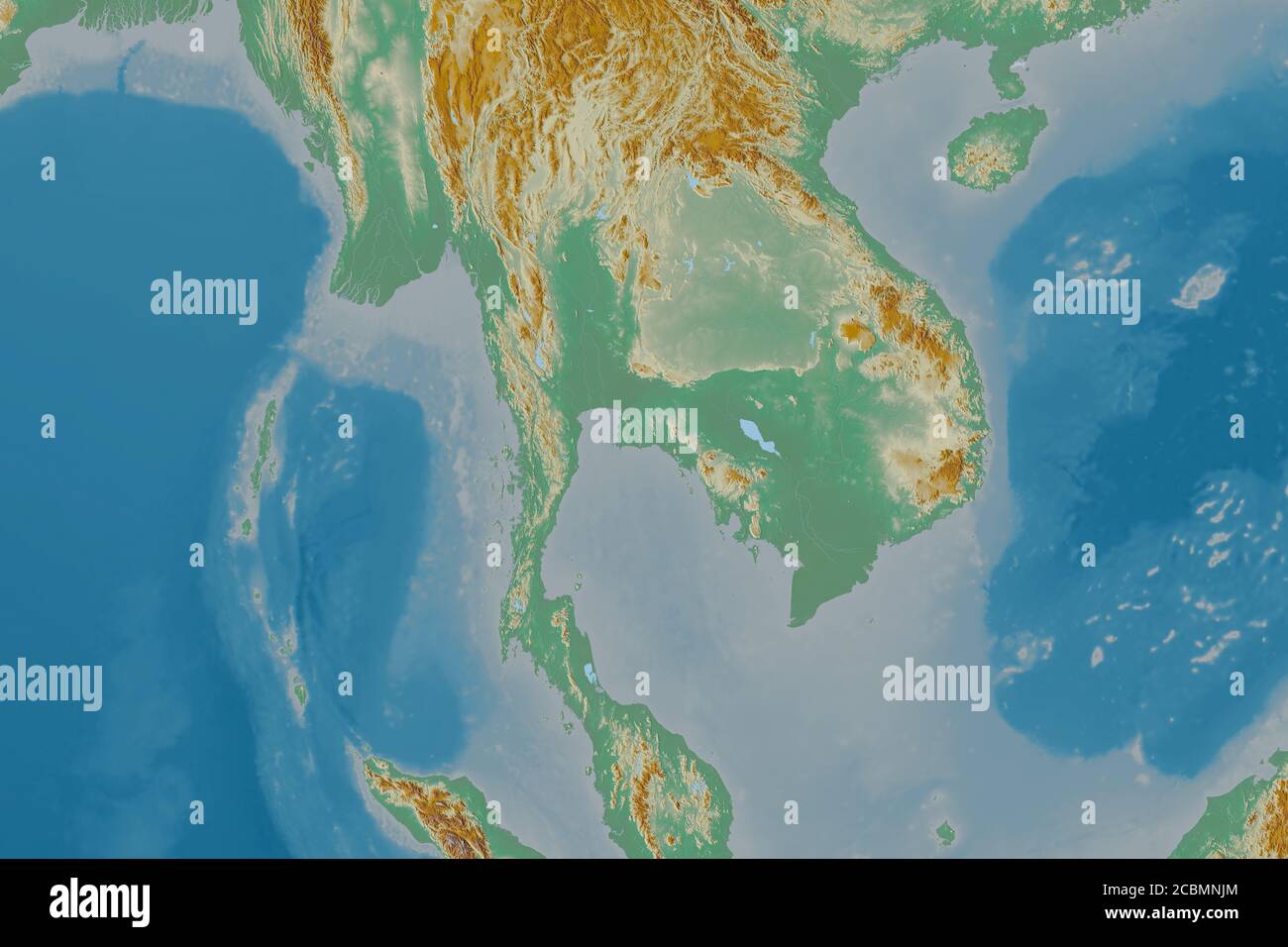 Extended area of Thailand. Topographic relief map. 3D rendering Stock Photo - Alamy