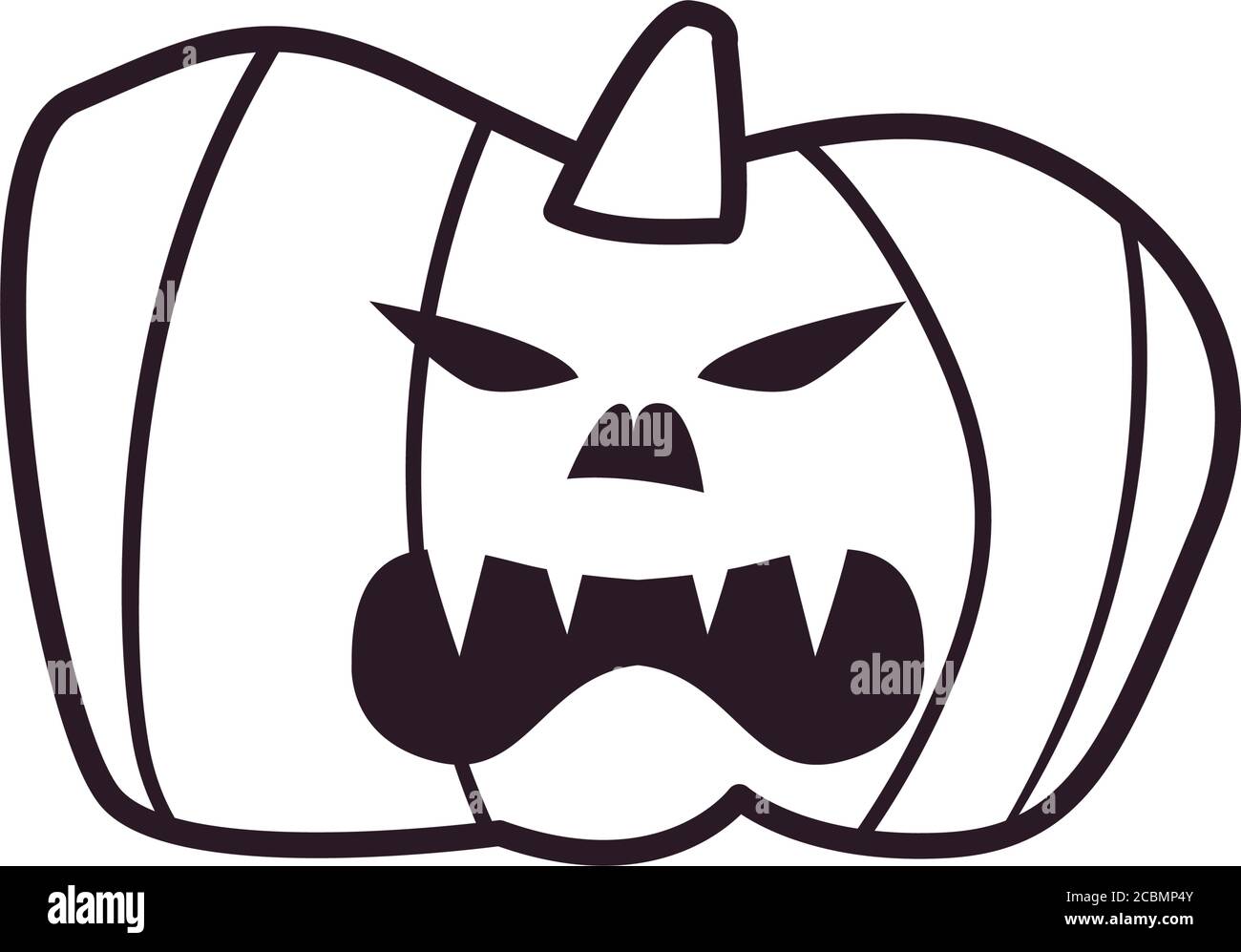 angry pumpkin cartoon free form line style icon design, Halloween ...