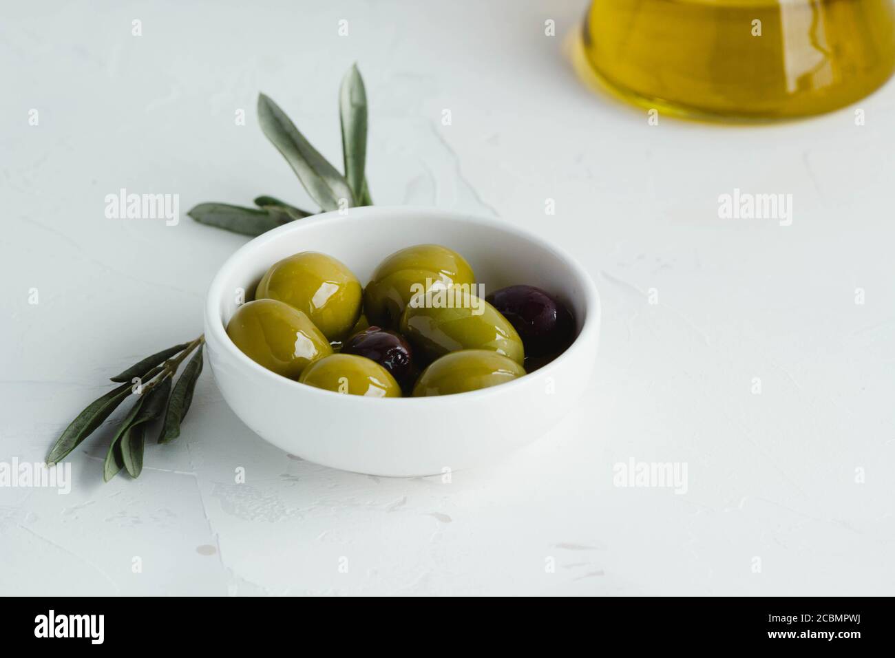 Olive oil and olives, typical from Spain Stock Photo