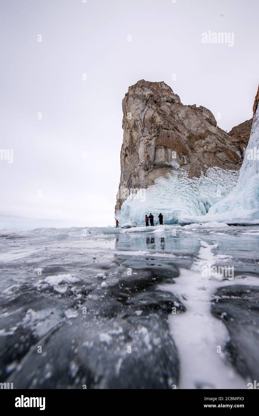 Ice cracks on the frozen surface of Lake Baikal, Russia Stock Photo - Alamy