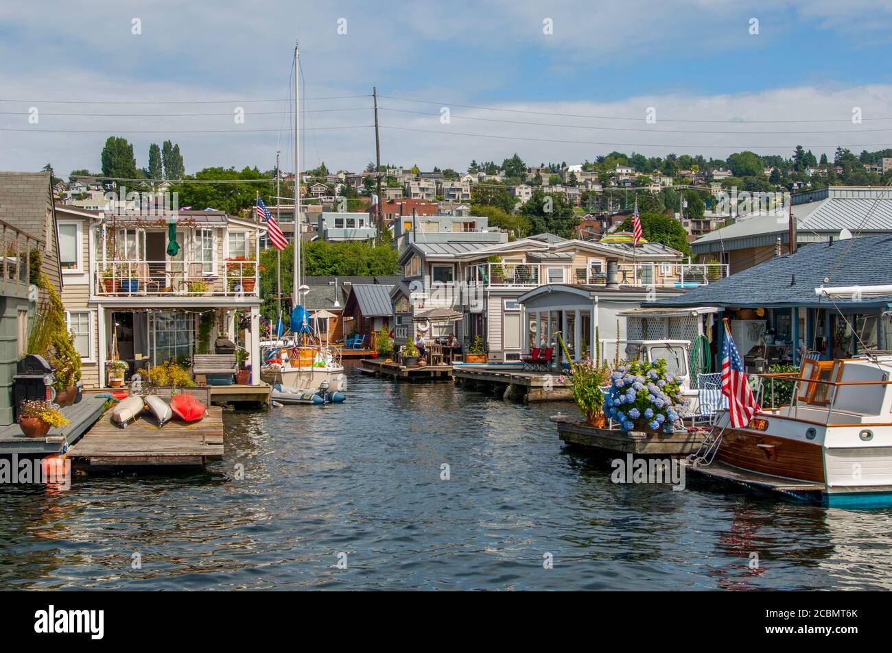 Houseboats on Lake Union in Seattle, Washington State, USA Stock Photo